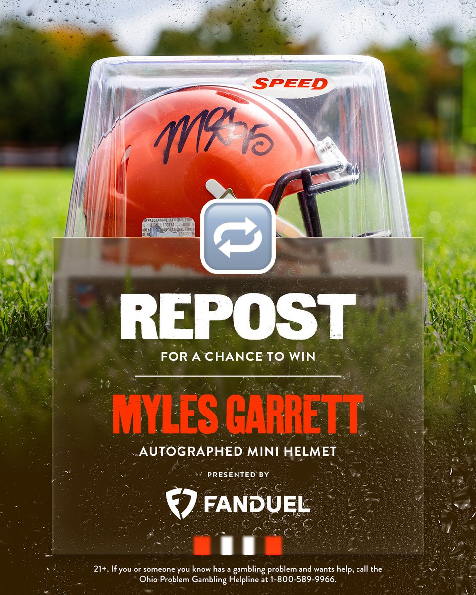 Hit us with a repost and make sure you're following @FDSportsbook for your chance to win a mini helmet signed by our very own Myles Garrett! Full rules ➡️ brow.nz/x67f