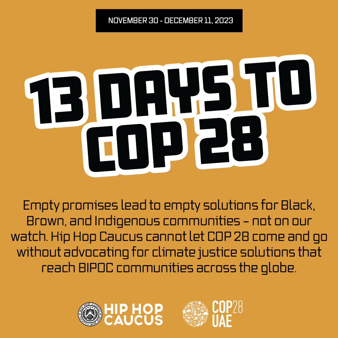 Empty promises lead to empty solutions for Black, Brown, and Indigenous communities – not on our watch. 

We won't let #COP28 come and go without advocating for climate justice solutions that reach BIPOC communities across the globe.

#RoadtoCOP