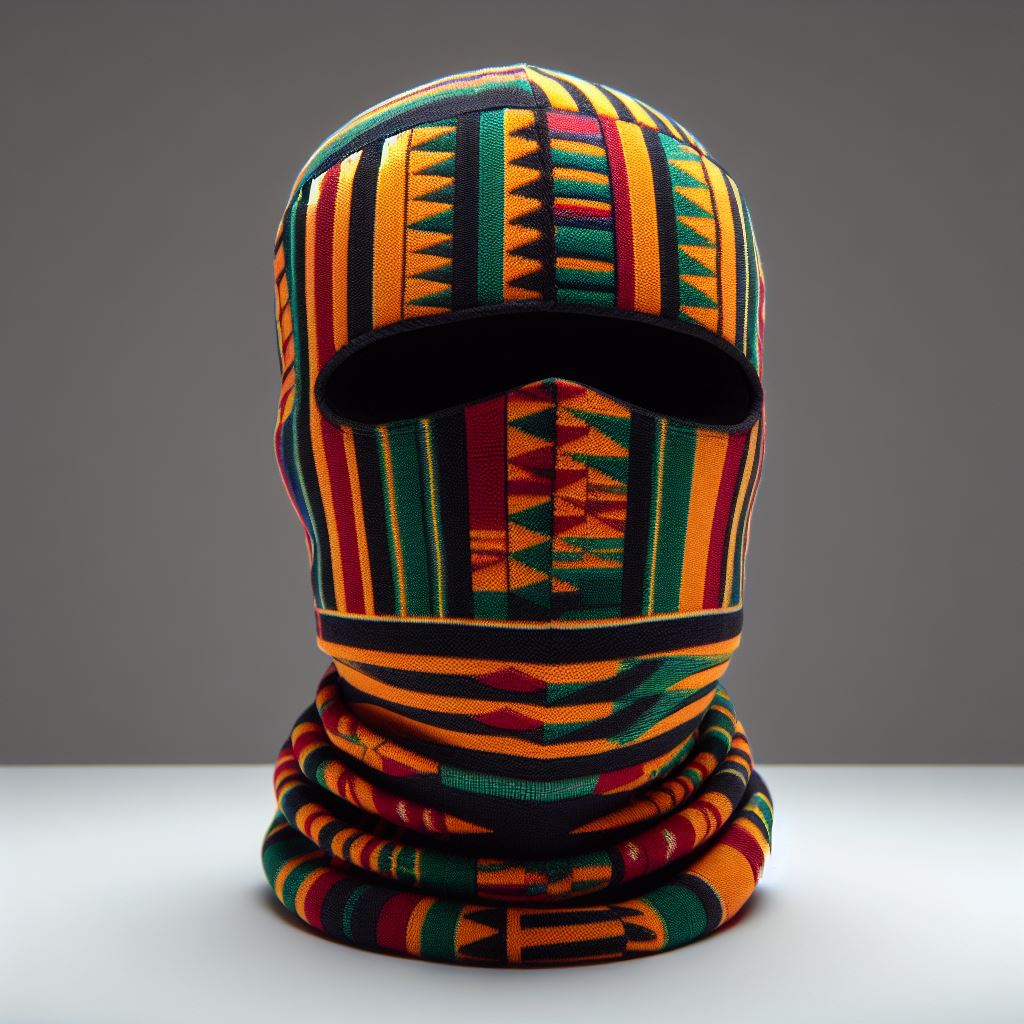 sonffman's tweet photo. Kente Balaclava https://t.co/9VxILfY55x