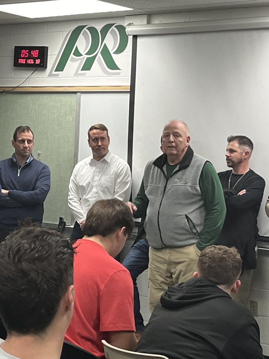 Coach_LeDonne's tweet photo. Thank you to Coach Altemus and the 2003 WPIAL Champions for coming by practice today and speaking with the team.  100-Percent, 3-Seconds! https://t.co/2baaEdsJY3