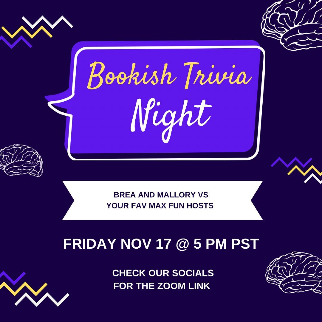 It's  Reading Glasses Book Trivia Night! @breagrant and <a href="/malloryomeara/">Mallory O'Meara</a> Vs the  @maxfunhq hosts - @rossblocher @jordandavidmorris @alexschmidtstagram  (who was on Jeopardy!) @danmccoydraws ! Join the fun on Zoom, starting  at 5PM Pacific: us06web.zoom.us/j/86032918002