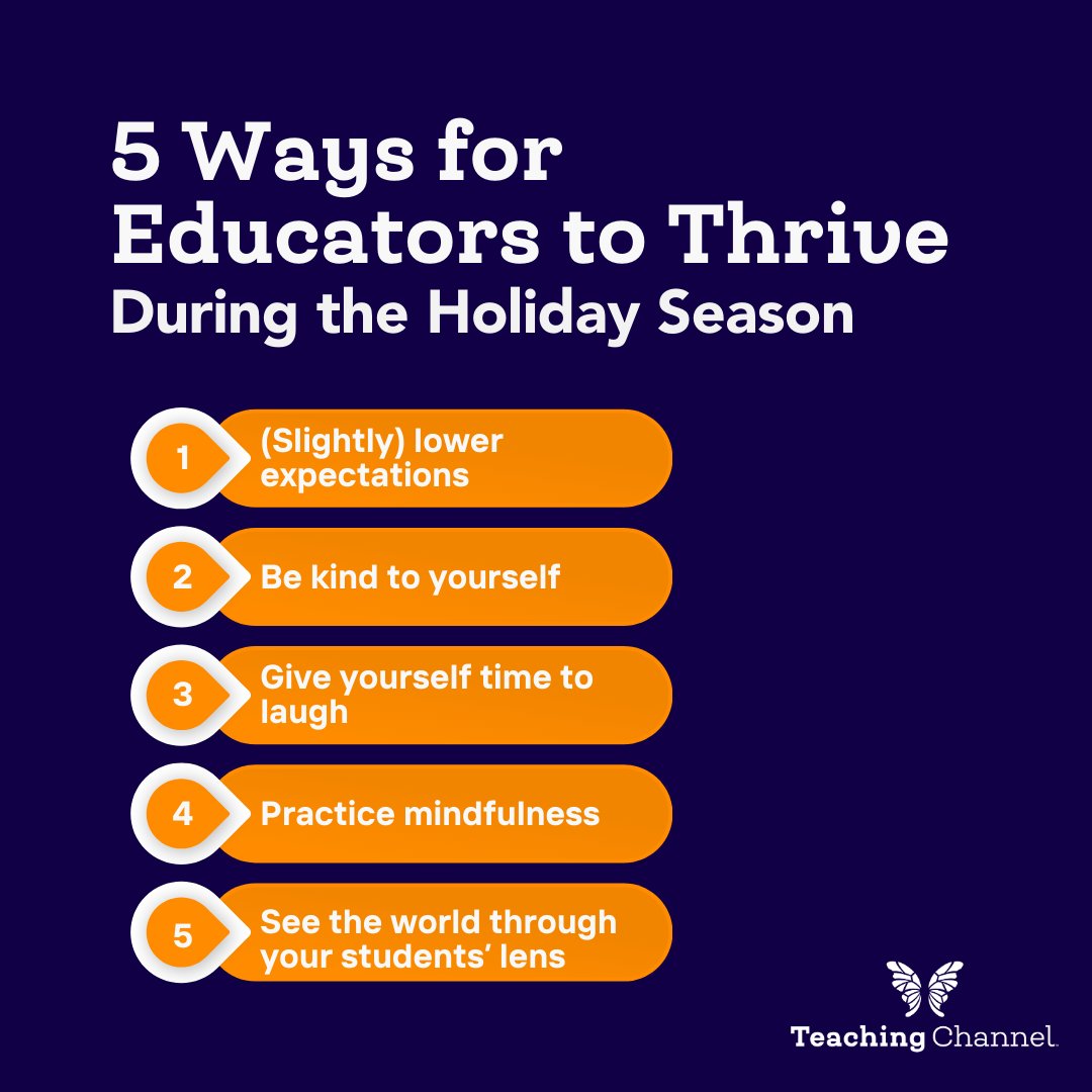 TeachingChannel's tweet photo. The holidays are quickly approaching and its important for educators to take care of themselves during this time!
We've complied Five Ways for Educators to Thrive During the Holiday Season on the K12 Hub: https://t.co/zCHwV2yNb7.
#edblog #teachersoftwitter https://t.co/MH1cBGiGMv