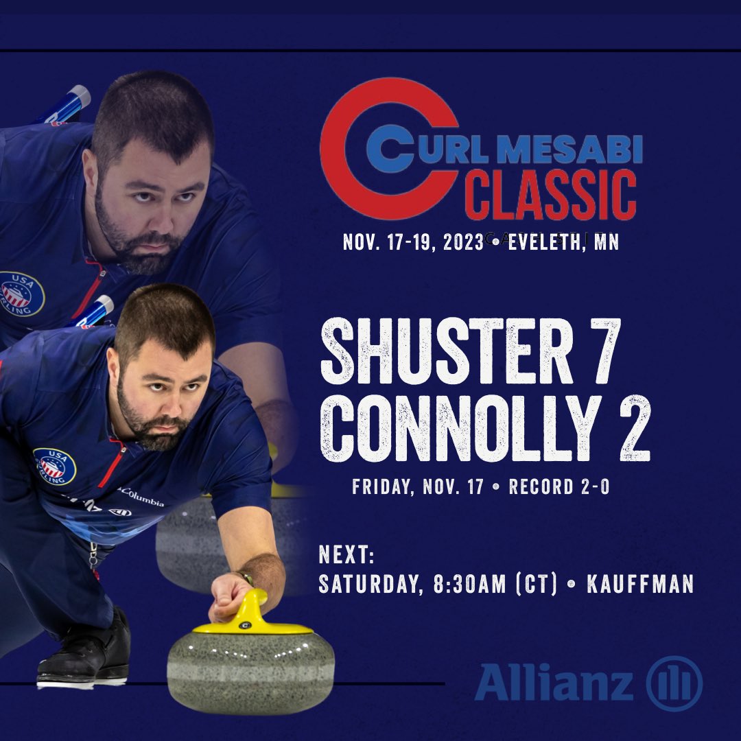 Perfect day in Eveleth going 2️⃣ for 2️⃣ at the Curl Mesabi Classic! Standings: curlingzone.com/event.php?even… #CurlMesabi | #TeamShuster | #AllianzLife