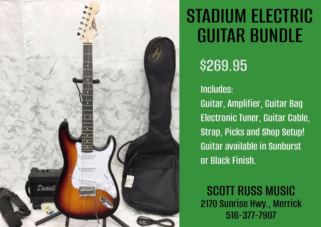ScottRussMusic's tweet photo. STADIUM ELECTRIC GUITAR BUNDLE! Great Gift Idea! Includes FREE Setup!
#guitar #electricguitar #guitarbundle #guitarist #giftidea #xmasgift #music #musicstore #merrickny https://t.co/Yev9Yka9rT