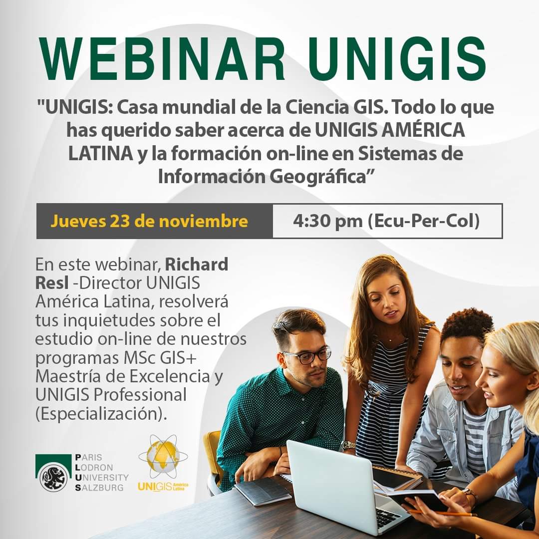 Webinar UNIGIS

<a href="/UnigisALatina/">UNIGIS América Latina</a> casa mundial de la Ciencia GIS. Todo lo que necesitas saber sobre la oferta académica para América Latina. Presenta: <a href="/Richardmetrofer/">Richard Resl</a> 

23 nov 2023 16:30 Hora Col(Ec/Pe
ID de reunión: 841 7708 9349
Registro
us06web.zoom.us/meeting/regist…