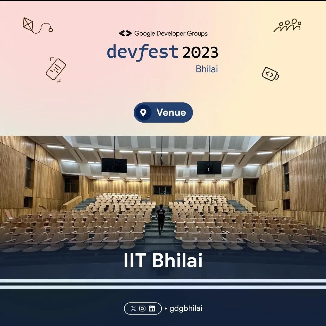 Registration link :- devfestbhilai2023.tech

🎟️ Apply the below coupon
DEVBRIDGE05
and get flat 50 off

#DevFest2023 #DevFestBhilai #bhilai