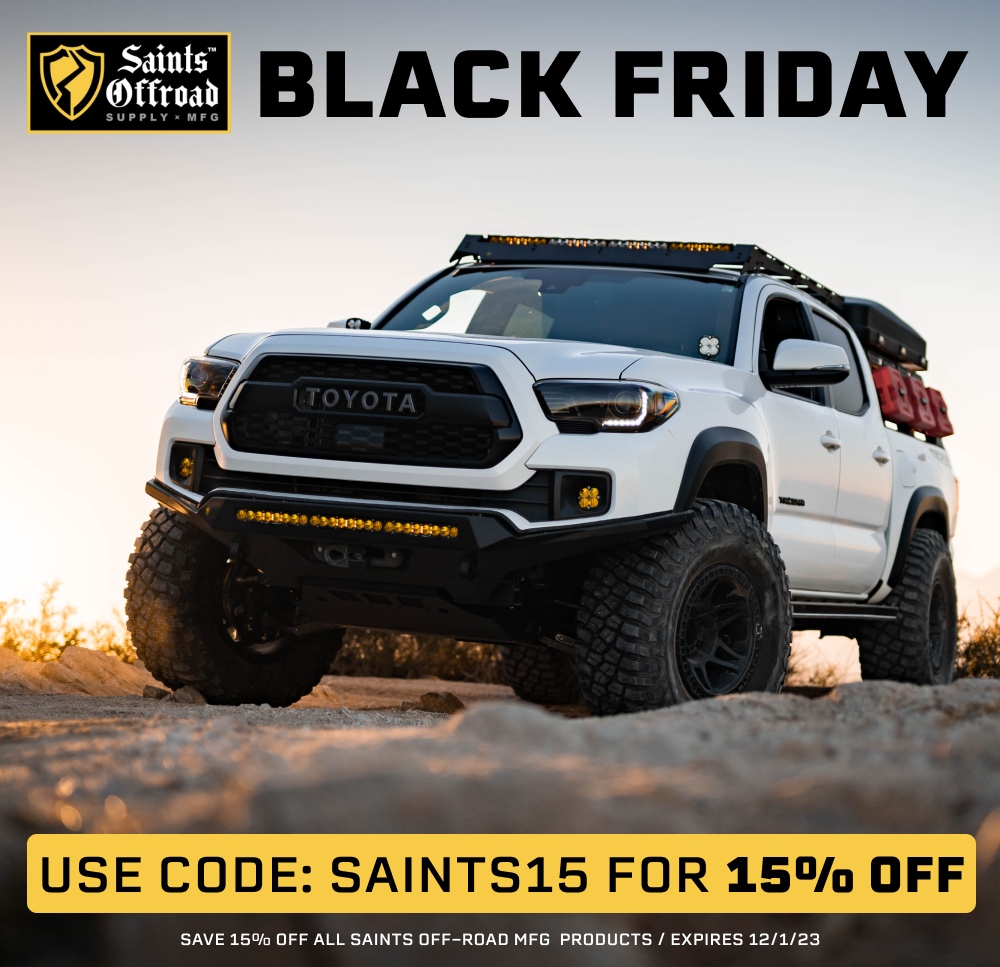 saintsoffroad's tweet photo. Black Friday sale! All Saints MFG products are 15% off for the rest of the month. 
** All Saints Products are in Stock and Ready to Go!**
You can order Online or Call /Text (626)966-4500

#saintsoffroad #saintsmfg #blackfridaysale #madeintheusa #bumpers #rocksliders #bedracks ... https://t.co/4QJh7rgFrk
