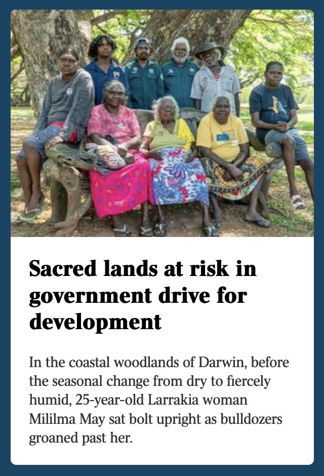 EuanRitchie1's tweet image. A cracking read in The @Australian, about Culture, Country, Conservation &amp;amp; much more. By Dr Jennifer Pinkerton @CDUni.

Includes comments from Larrakia Elder Lorraine Williams, @Kirsty_Howey @EnviroCentreNT, me, and several others. 

Sacred Lands At Risk theaustralian.com.au/subscribe/news…