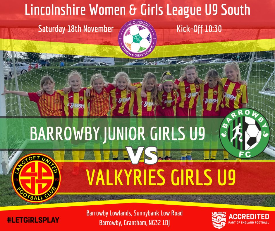 🔴 NEXT UP FOR THE U9 GIRLS 🟡

Valkyries U9 girls travel over Grantham way to Barrowby for their next fixture. Kick Off is at 10:30. Safe trip girls. 🔴🟡

#lincsgirlsplay #LetGirlsPlay