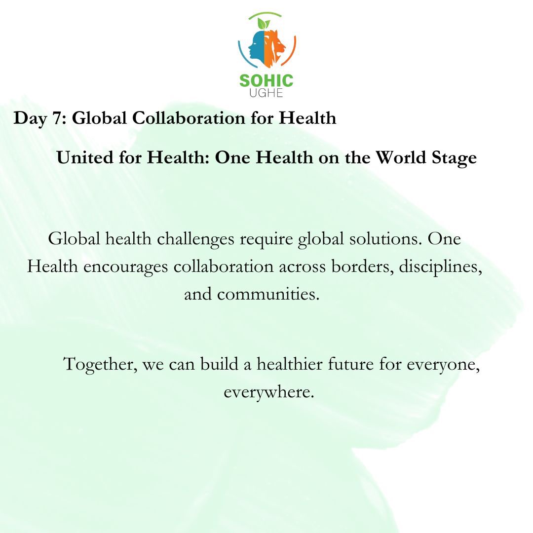 UGHE_SOHIC's tweet photo. Day 7: Let's Reflect on How One Health Connects us All. 🤝💚
 
#OneHealth
#GlobalHealth
#OneHealthMonth https://t.co/8vHUfHwiWk