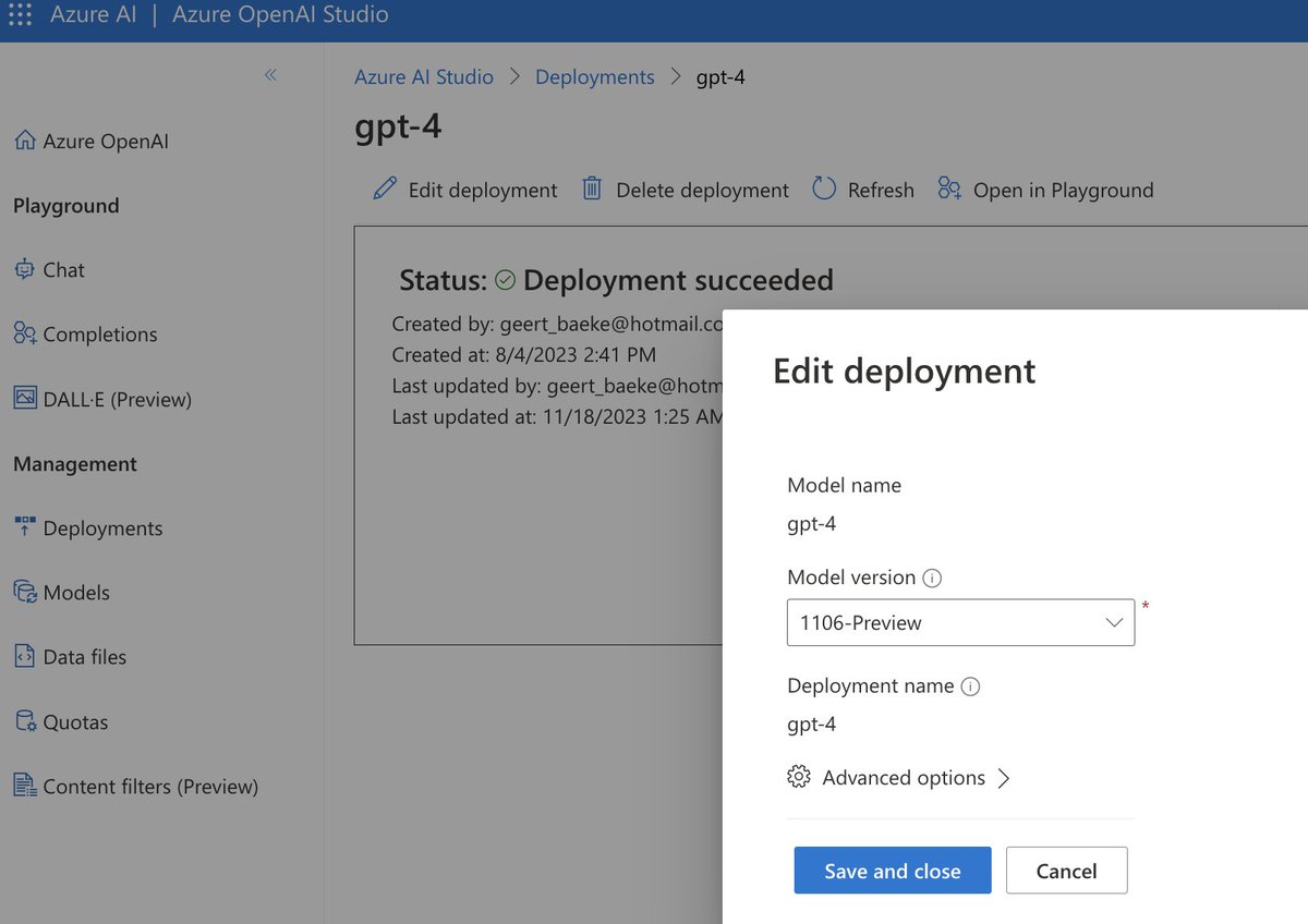 GeertBaeke's tweet image. GPT-4 Turbo in the Azure house...

#azure #gpt #gpt4turbo