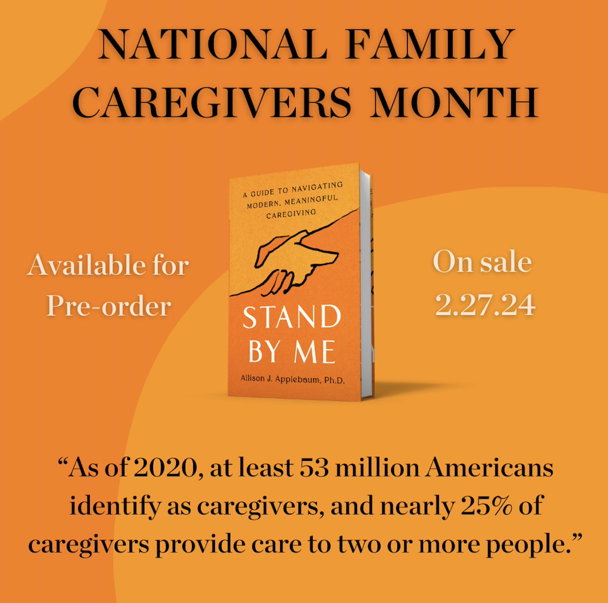 As Nov. marks National Family Caregivers Month, we were eager to share more about our upcoming release by the founder of the only devoted Caregivers Clinic in the country, clinical psychologist @DocApplebaum. STAND BY ME hits shelves 2.27.24 and can be preordered now!