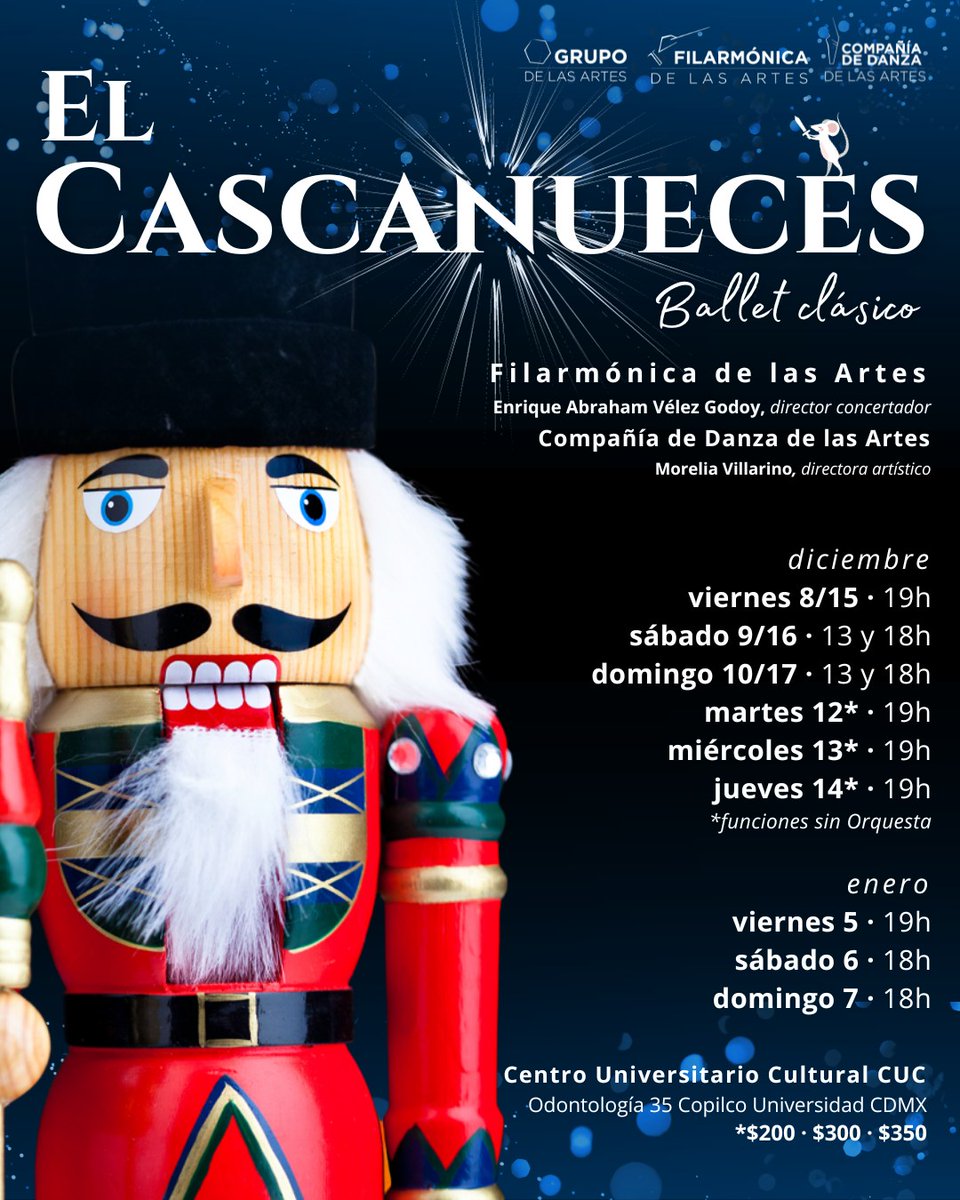 SandymoonDCS's tweet photo. El Cascanueces a partir del 8 de diciembre con La Filarmónica de las Artes. contará además con 3 funciones Sin Orquesta,el martes 12, Miércoles 13 y Jueves 14 de diciembre, a precios aún más accesibles para que todo espectador pueda disfrutar de esta gran puesta en escena #CDMX https://t.co/3ofF3yRq4J