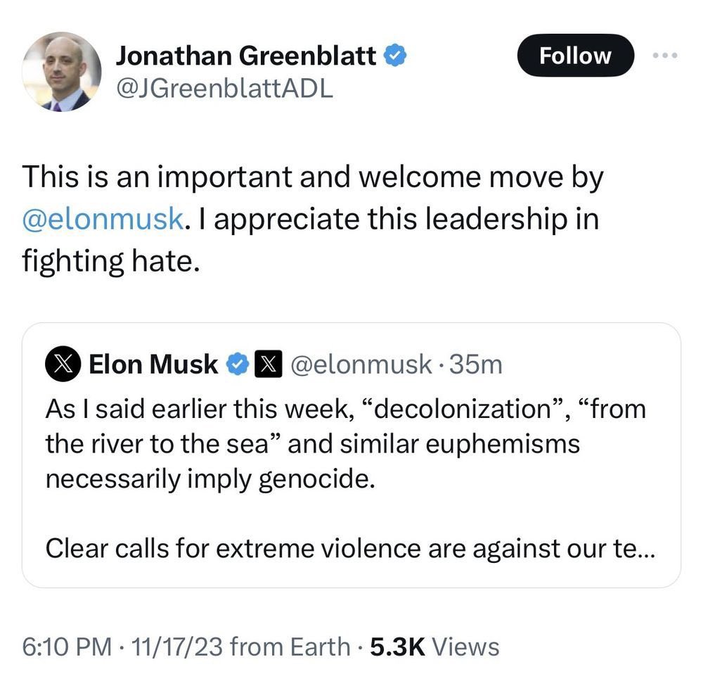 etbrooking's tweet photo. The antisemitic “Great Replacement” theory that Musk blasted to 183 million users is very likely to be cited in future synagogue attacks, just as it was cited in Tree of Life 2018 and Poway, CA in 2019. 

ADL should be resolute in defending the physical security of American Jews. https://t.co/VAV6N1UjtF