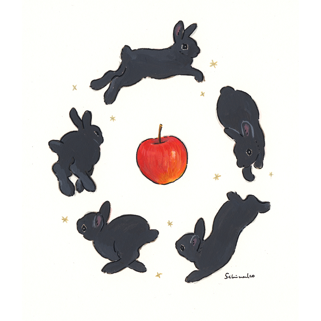 apple food no humans fruit rabbit white background simple background  illustration images