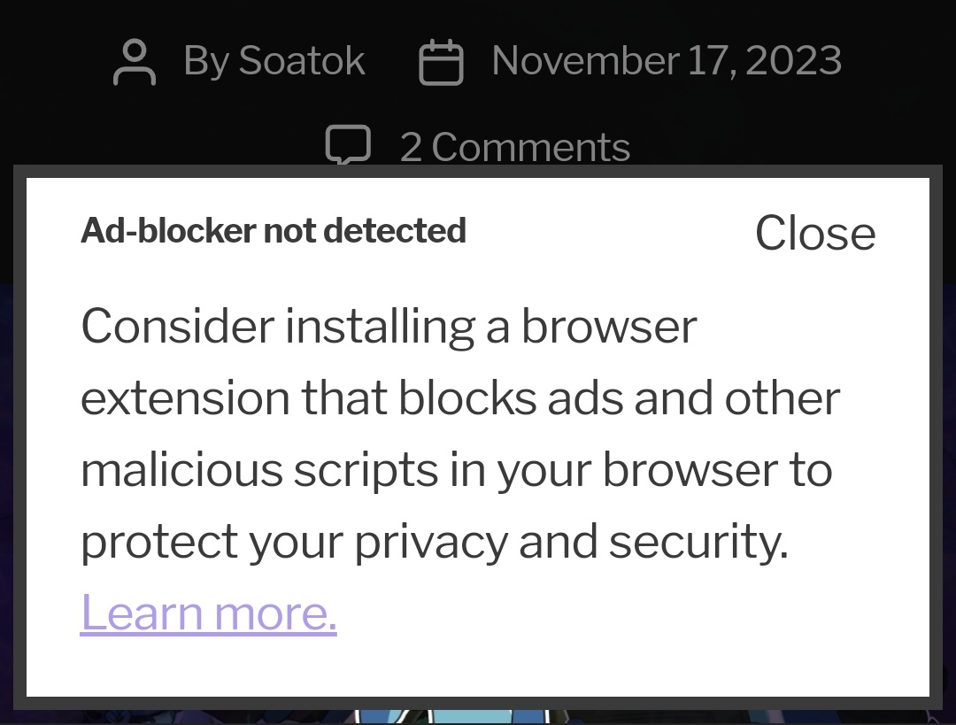 Glitch 💻😺 (@glitchfur) on Twitter photo .<a href="/SoatokDhole/">Soatok is now on furry.engineer instead of here</a>'s blog may be the first website ever that has warned me about *not* having an ad-blocker enabled in my browser. .<a href="/SoatokDhole/">Soatok is now on furry.engineer instead of here</a>'s blog may be the first website ever that has warned me about *not* having an ad-blocker enabled in my browser.