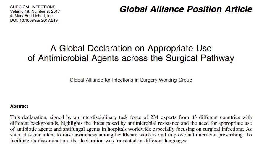 #WorldAMRAwarenessWeek 
18-24 Nov, World #AMR Awareness Week
Below are some of our pertinent multidisciplinary collaborative papers focusing on antimicrobial stewardship
<a href="/Infectsurg/">Infectionsinsurgery</a> <a href="/MassimoSartelli/">Massimo Sartelli</a> 
And don't forget to attend free global webinar meeting 
infectionsinsurgery.org/free-infection…
