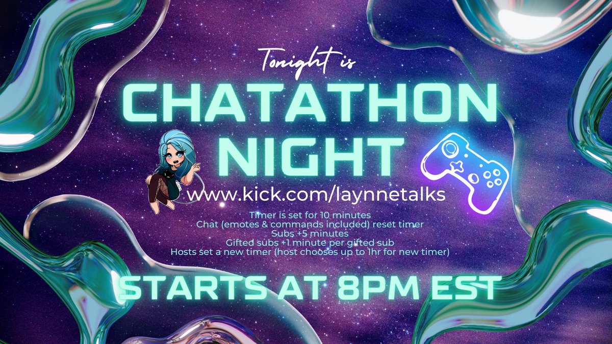 LaynneTalks's tweet photo. CHATATHON HAS STARTED! Come hangout, play some games with me, chat, or just vibe! Remember I'm live as long as you chat!
https://t.co/o8ZqkX1mAj
#KickStreamer @KickCommunity #Chatathon https://t.co/vpGdsDF3yQ