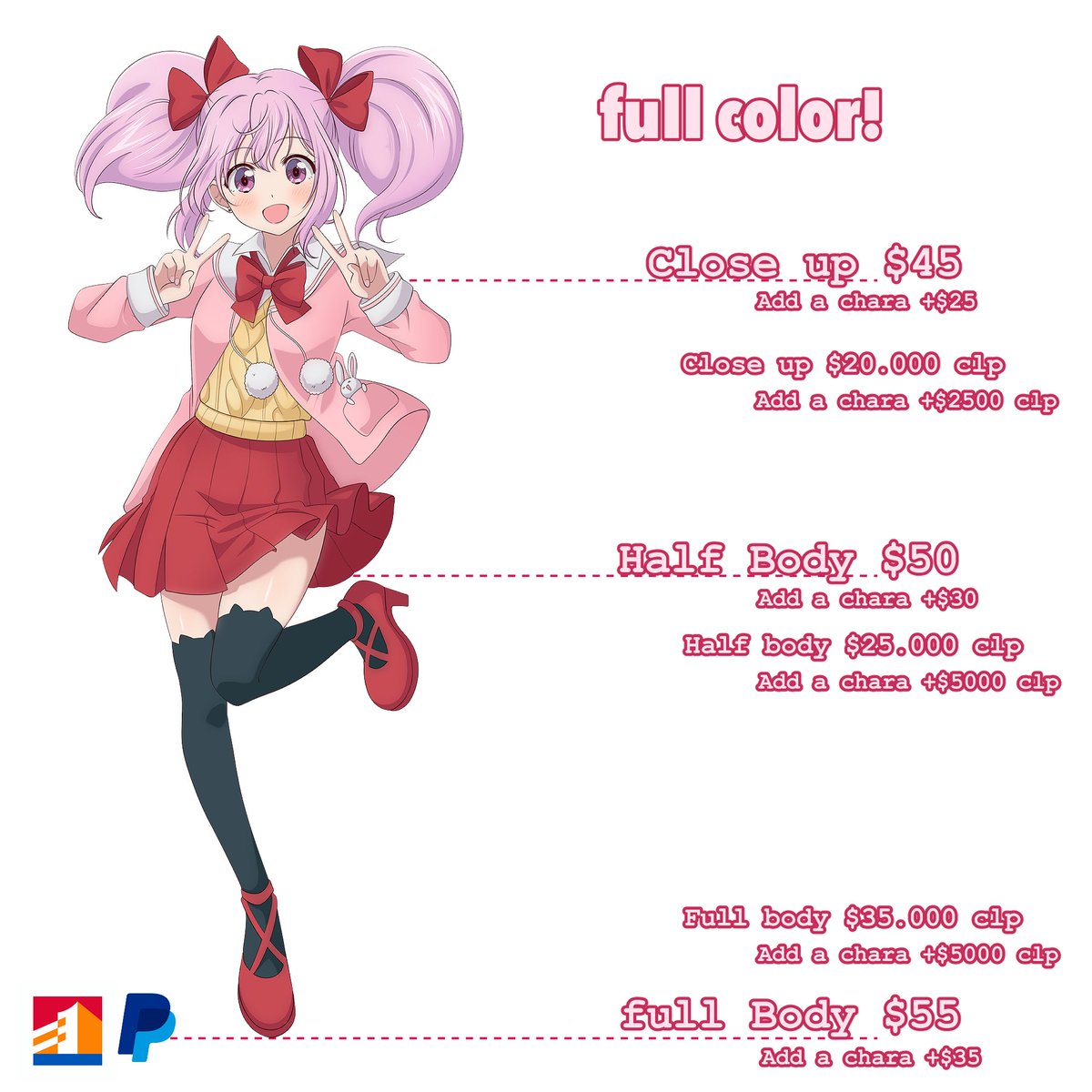 Meiji405's tweet image. Commissions open! &gt;u&lt; 💕 los precios para chile son más bajos que en dólares :3