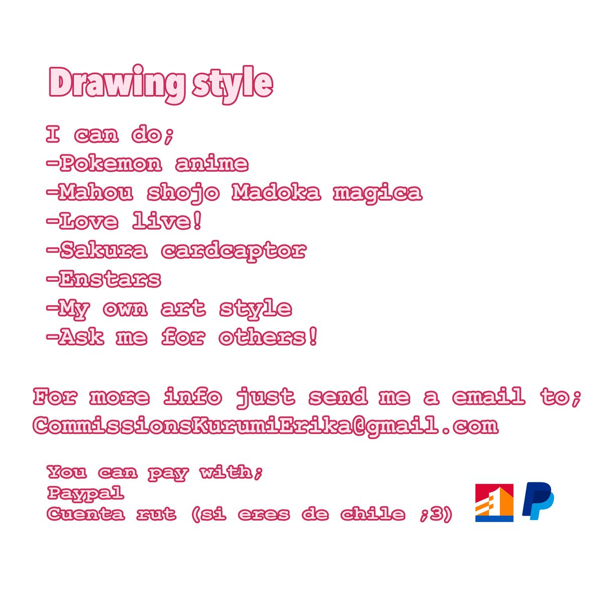 Meiji405's tweet image. Commissions open! &gt;u&lt; 💕 los precios para chile son más bajos que en dólares :3