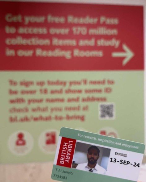 يارة اليوم لـ "المكتبة البريطانية" وهي ثاني أكبر مكتبة في العالم تضم ما يزيد على 170 مليون كتاب من مختلف دول العالم بمختلف اللغات وفي مختلف العلوم والدراسات العلمية والإنسانية ومخطوطات قديمة جدًا. 

الزيارة كانت لأغراض بحثيه ولتتبع تاريخ #الدقم في المخطوطات والوثائق البريطانية.