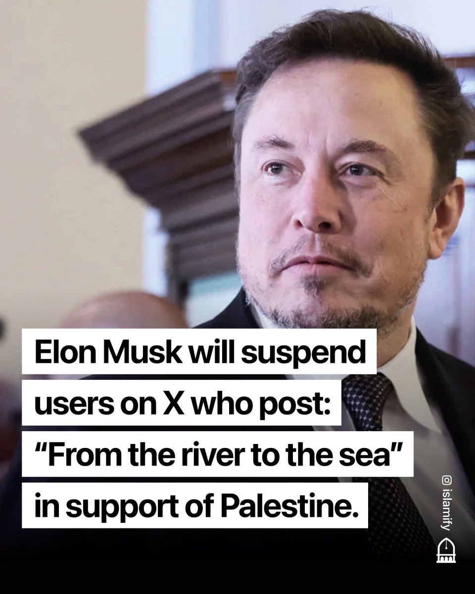 Elon Musk has said that anyone who posts 'From the River to the Sea' on 𝕏 will be suspended as the term 'implies genocide'. Elon Musk then said 'anyone calling for genocide will be suspended'. However, many zionist accounts who have posted terms such as 'flatten Gaza', 'Turn it