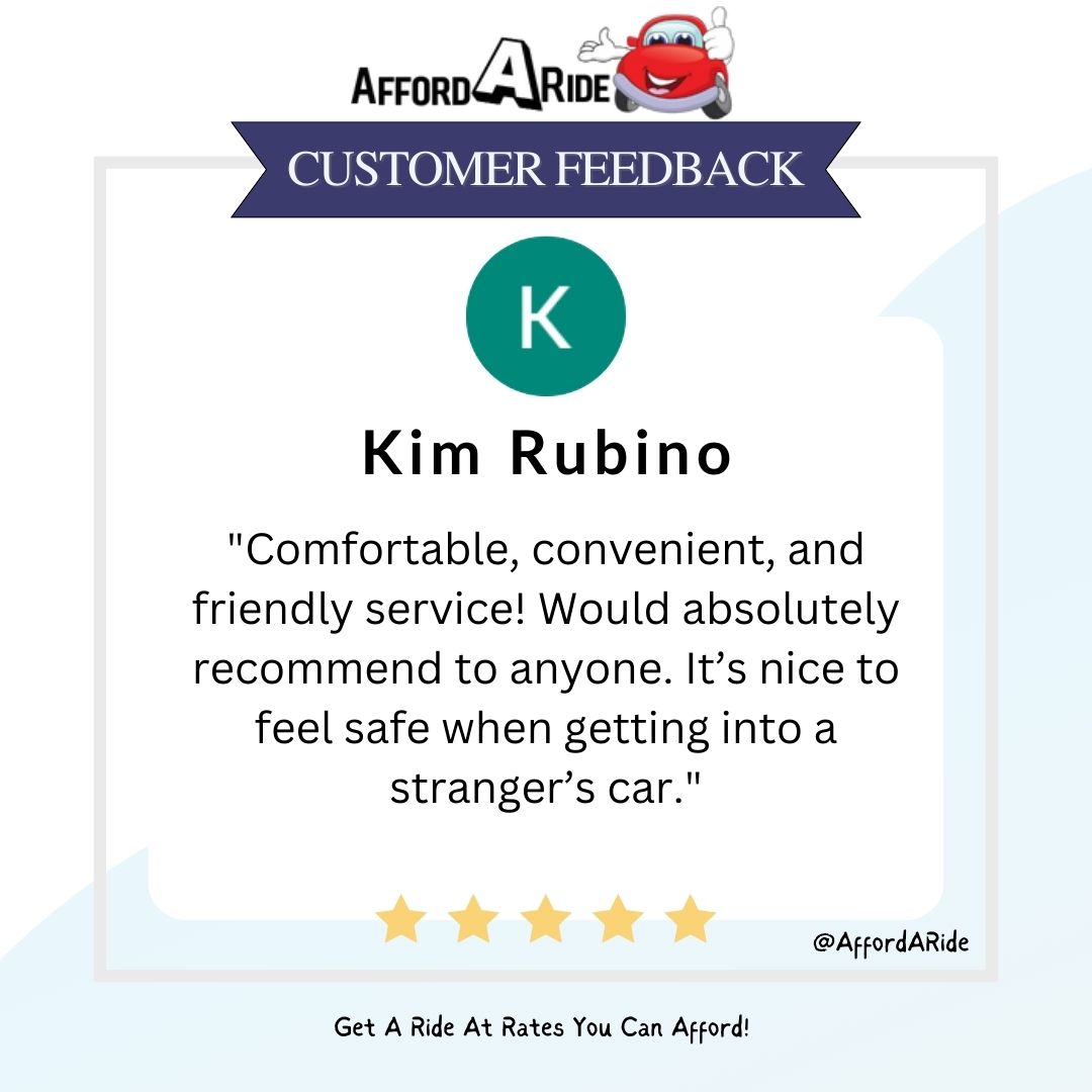 Kim Rubino shared these kind words about us.  Thank you, Kim!

#carservice #carservices #chauffeur #airporttransfer #transportation #blackcarservice #chauffeurservice #vip #personaldriver #review #reviews #affordaride #affordaridereview #affordaridereviews