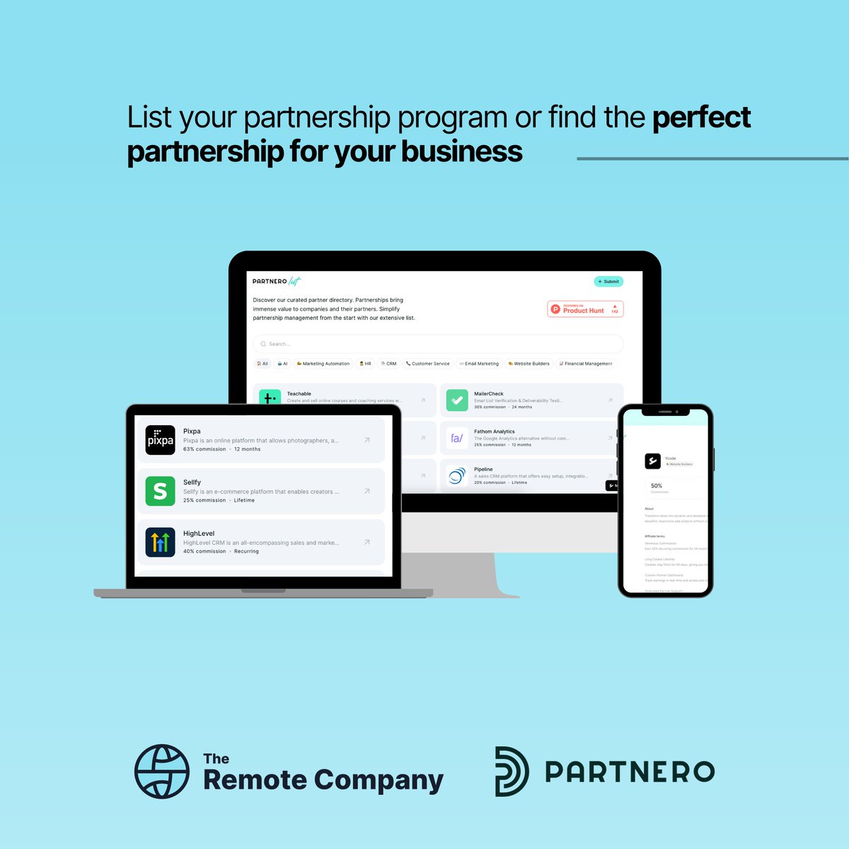 🚀 Partnerships bring immense value to companies and partners. PartnerList is designed to support companies in launching or enhancing partnerships &amp; provide partners with opportunities to earn extra.

Check out our Product Hunt launch here: buff.ly/3MO24ti