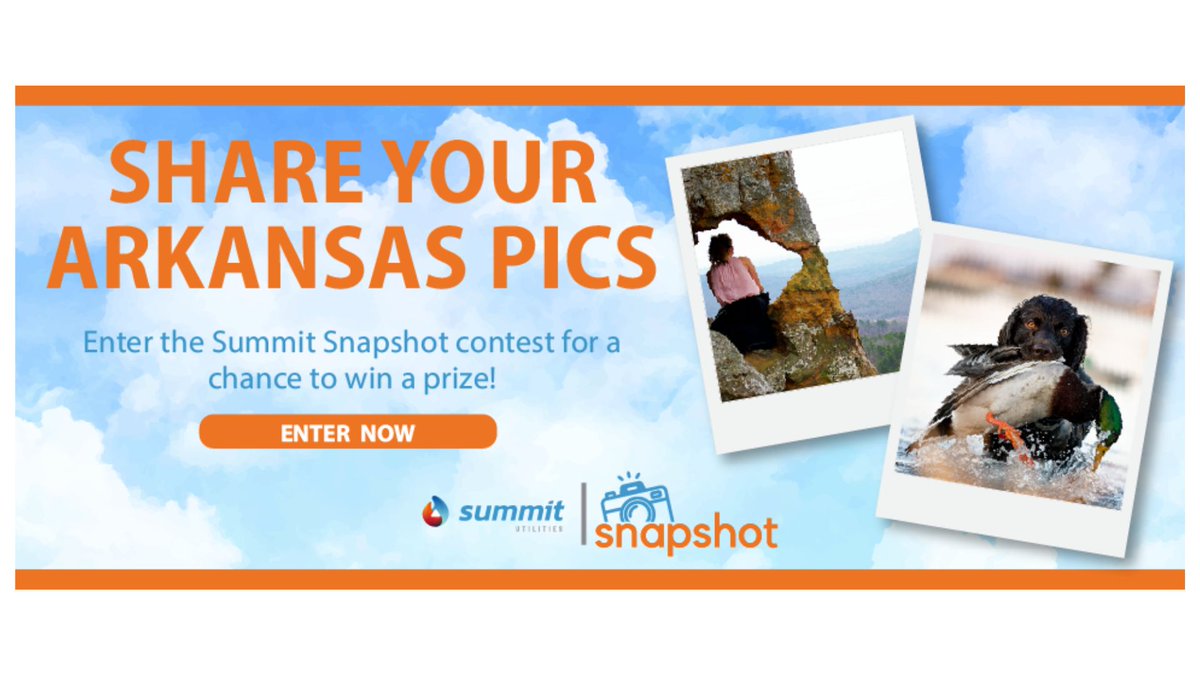 Summit Utilities and KARK 4 invite you to the Summit Snapshot Photo Contest. Upload your Arkansas photos in our fun and exciting contest. 
Share snaps of the Natural State and we’ll show them off on TV! Win cool swag! Enter now: kark.com/weather-photo-… (Sponsored)