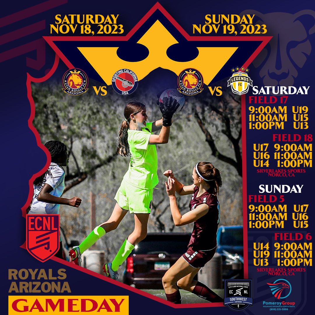 ECNL Girls are on the road this weekend while ECNL- RL Girls play at home at ASU poly. Good luck this weekend