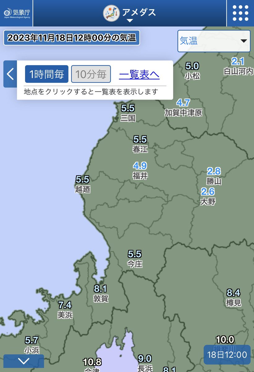 futagon99's tweet photo. サムイサムイ。これだけ寒けりゃ、そりゃ、こういう分布で、山間部の道はこうなる。きょうは海も山も危険です。#福井の天気 https://t.co/NLNBRAebkB