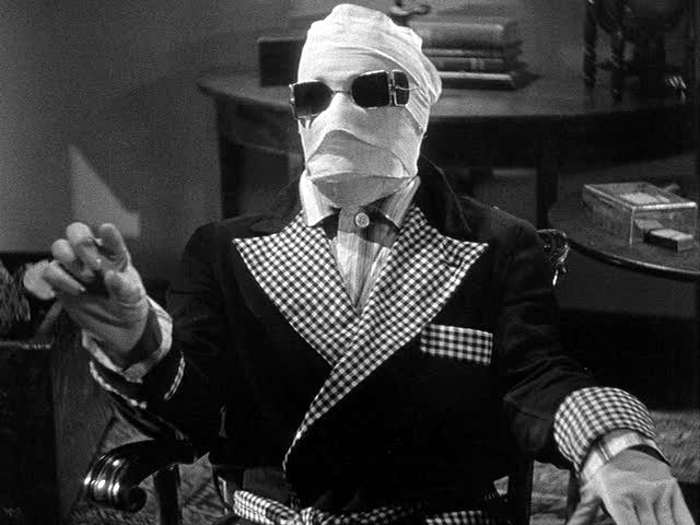 【演繹シリーズ】      夜の番人衣装デザインモチーフ映画 《透明人間》(1933)
