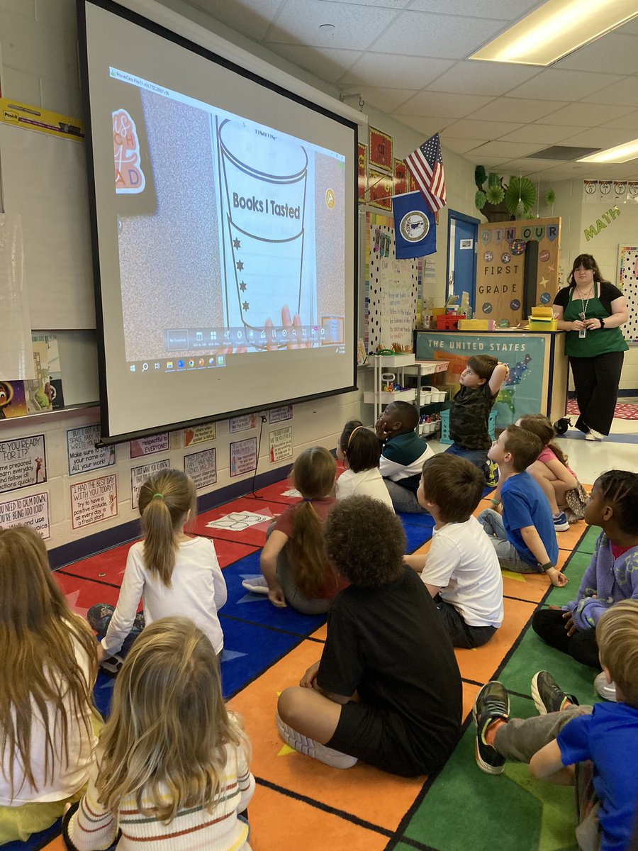 MrsAmyMoser's tweet photo. Starbooks book tasting in 1st grade 📚☕️🫶🏼 @SES_WJCC https://t.co/yxGLDjNdRX
