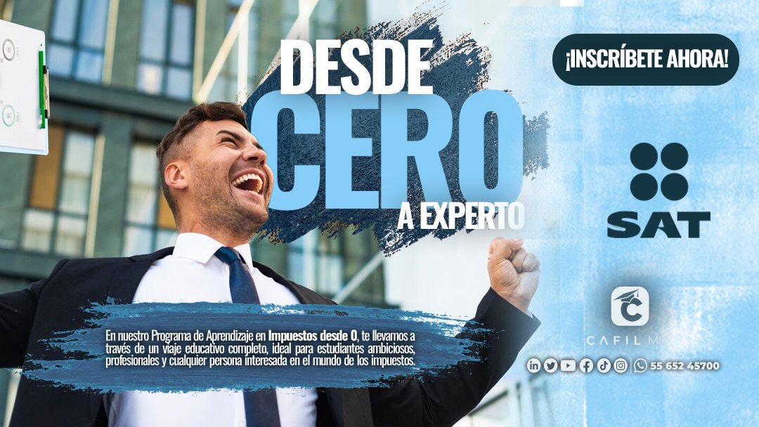 ¡Desde 0 a experto en impuestos!  🤯

🌐 Pregunta por nuestro Programa de Aprendizaje en Impuestos desde 0 con cursos especializados en Personas Morales o Físicas

🤳 ¡Contáctanos en WhatsApp para obtener detalles sobre la próxima clase! 📲 wa.link/c9vau3
