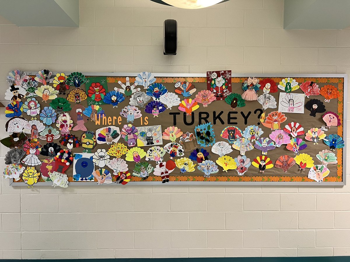 Go2TheLibrary's tweet image. The turkeys  are up to no good again and have gone into hiding for Thanksgiving. 
One of my students disguised their turkey as me!!! ♥️