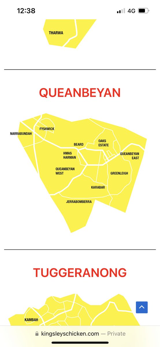 PatrickPentony's tweet photo. @MarkusMannheim If you look at the delivery suburbs for Kingsleys there’s a clear no go zone. If you live in Barton, Kingston, Griffith, Red Hill or Forrest there is no access. Perhaps a candidate in next years election should campaign for a Kingsleys for the Inner South https://t.co/mhlcf8tvhA