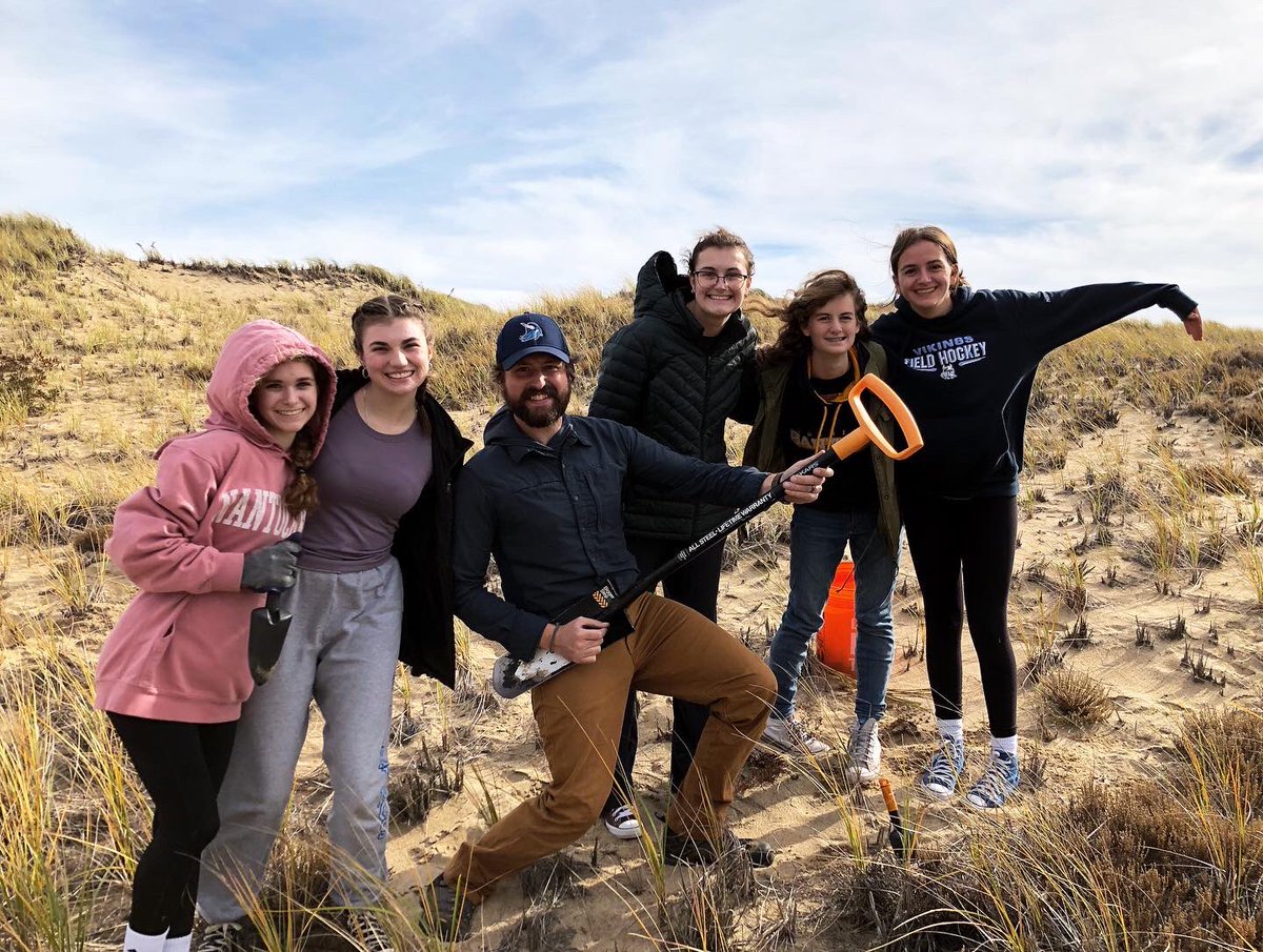 Environmental Science students worked with UNH today to help restore a portion of the dune on Plum Island today. (Group who planted the most shown first). #tritonvikings