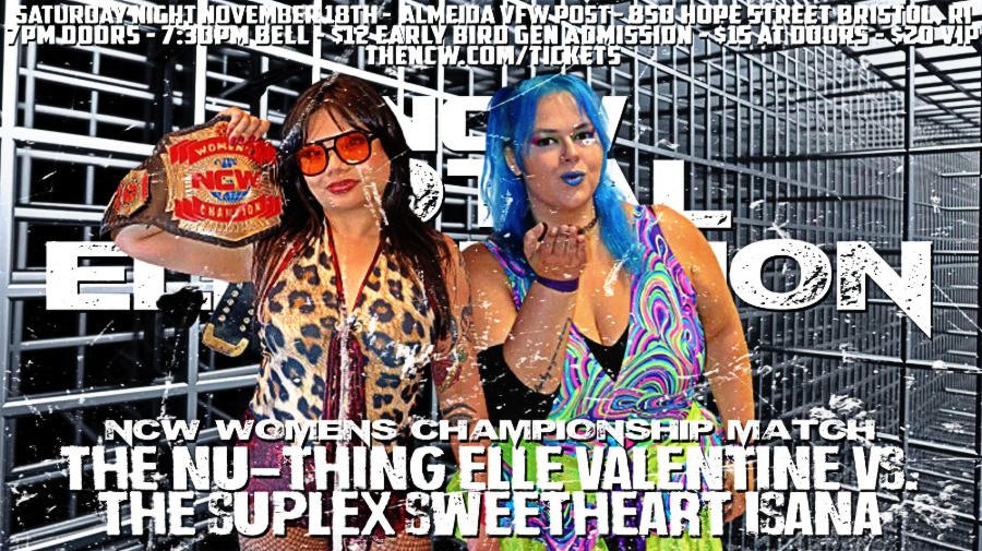 the_NCW's tweet photo. @GiantRAA @VivaLaRIOT @Steven_Lust @ZPBwrestles @_HardcoreJesus @BDallasMcCarthy The #NCW Women's Championship is on the line ahead of #WrestleFestXVIII as @ellefnvalentine defends against @isanababy in their first ever one on one encounter! 

#wrestling #upcomingevents #NCW2023 #BristolRI #TotalElimination https://t.co/LXFo3SfYrg