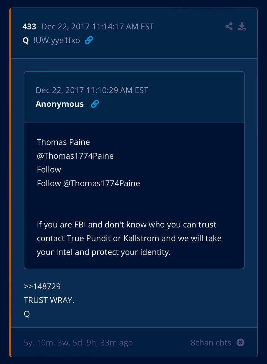 TheRubberDuck79's tweet image. 💥BOOM💥

#J6Footage #ChrisWray - future proves past.⬇️

————————

Post #1122: Apr 10, 2018

TRUST SESSIONS.
TRUST WRAY.
TRUST KANSAS.
TRUST HOROWITZ.
TRUST HUBER.
Q

————————

Post #1862: Aug 13, 2018

What does WRAY know and when will he release to the PUBLIC?
Does such