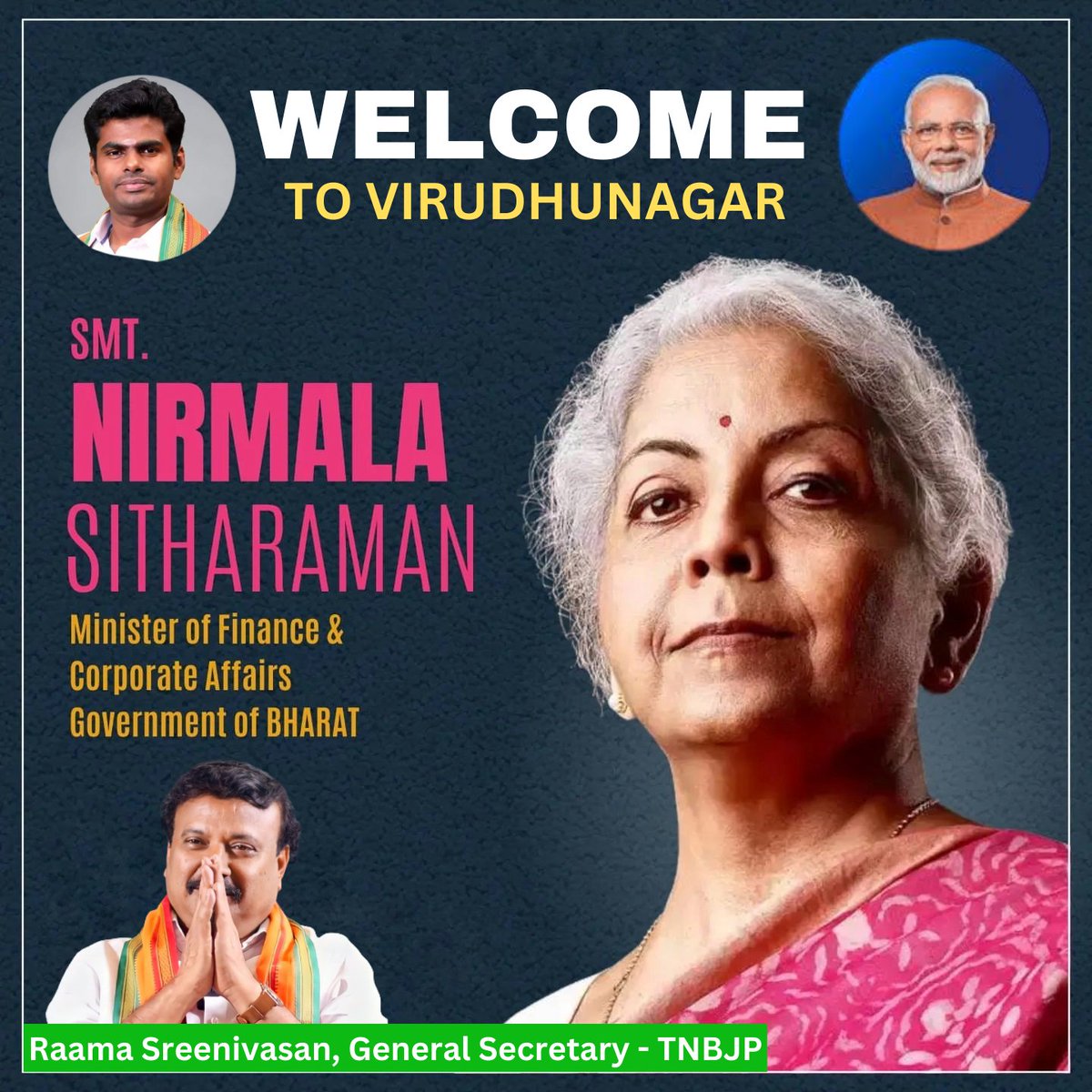 ProfessorBJP's tweet photo. Hearty Welcome to our Hon. Finance Minister Smt. Nirmala ji 💐💐

#Who saved the livelihood of lakhs of Fire workers by preventing Chinese cigar lighters

#Who cared fireworks industry in all its perils

#Who facilitated Hon. PM's mega textile park to Virudhunagar district

Virudhunagar thanks you Madam and Welcomes you!!!
@nsitharaman 
@nsitharamanoffc