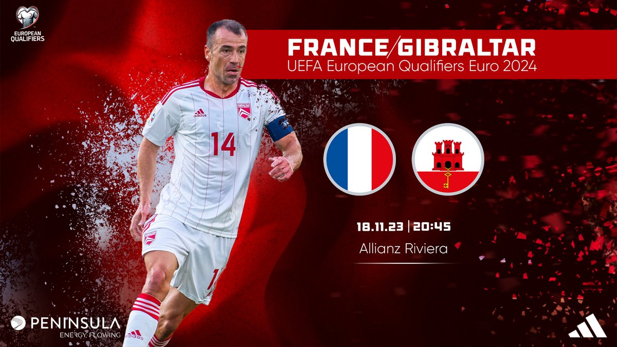 GibraltarFA's tweet photo. 🚨It's Matchday for 🇬🇮's Men's National Team who take on France 🇫🇷 at 20:45 in their penultimate @EURO2024 qualifier‼️ https://t.co/x2wnqxPvmH