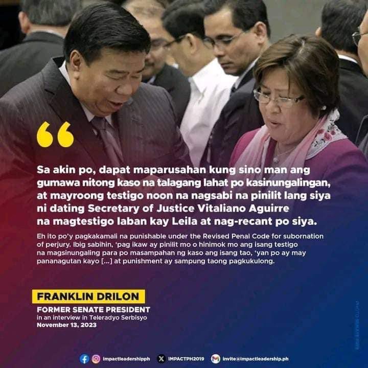 Celestine_DKila's tweet photo. TAMA PO KAYO, FORMER SENATE PRESIDENT FRANKLIN DRILON. DAPAT MAPARUSAHAN ANG AUTHOR NG KASO NI ATTY LEILA DE LIMA, NA NAGING DAHILAN NG PAGKAKULONG NYA NG PITONG TAON! https://t.co/A0bwaP6pmh