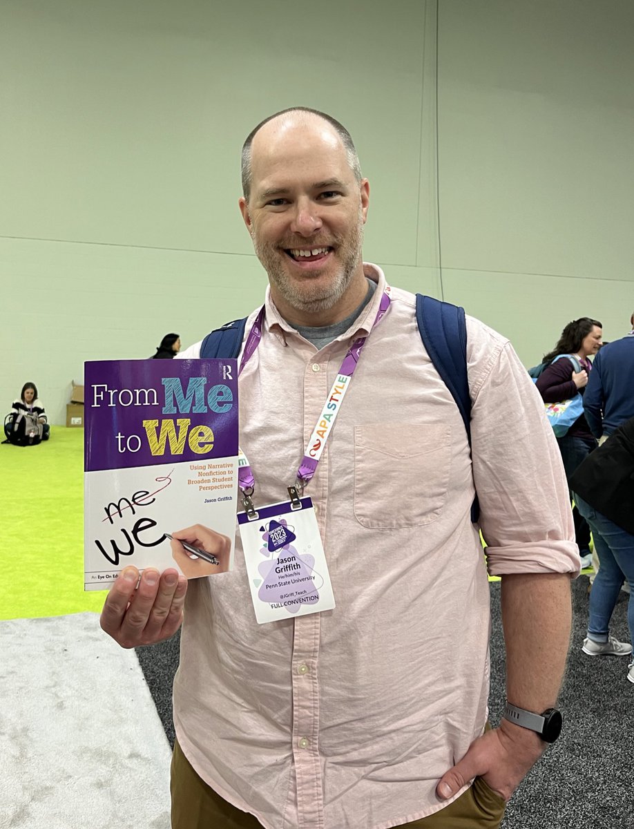 Fun seeing <a href="/JGriff_Teach/">Jason Griffith</a> at #NCTE23! Jason is author of From Me to We: Using Narrative Nonfiction to Broaden Student Perspectives.