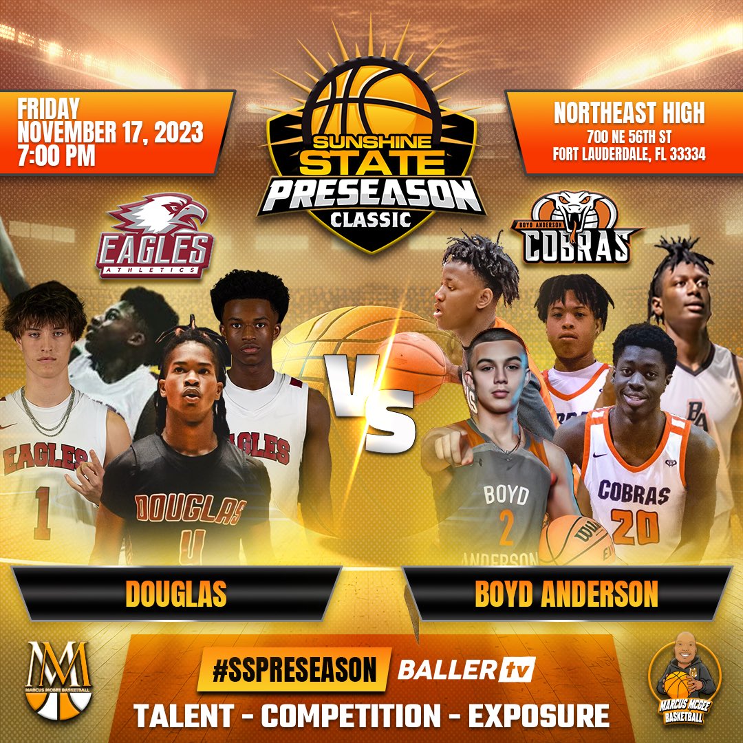 Final Score at the Sunshine State Preseason Classic

Boyd Anderson defeats Douglas 51-32

Boyd Anderson 
26’ Juawayne Walters 10 pts 
26’ Nick Florea 8 pts 

Douglas
24’ Jaheem Smith 8pts

#SSPreseason