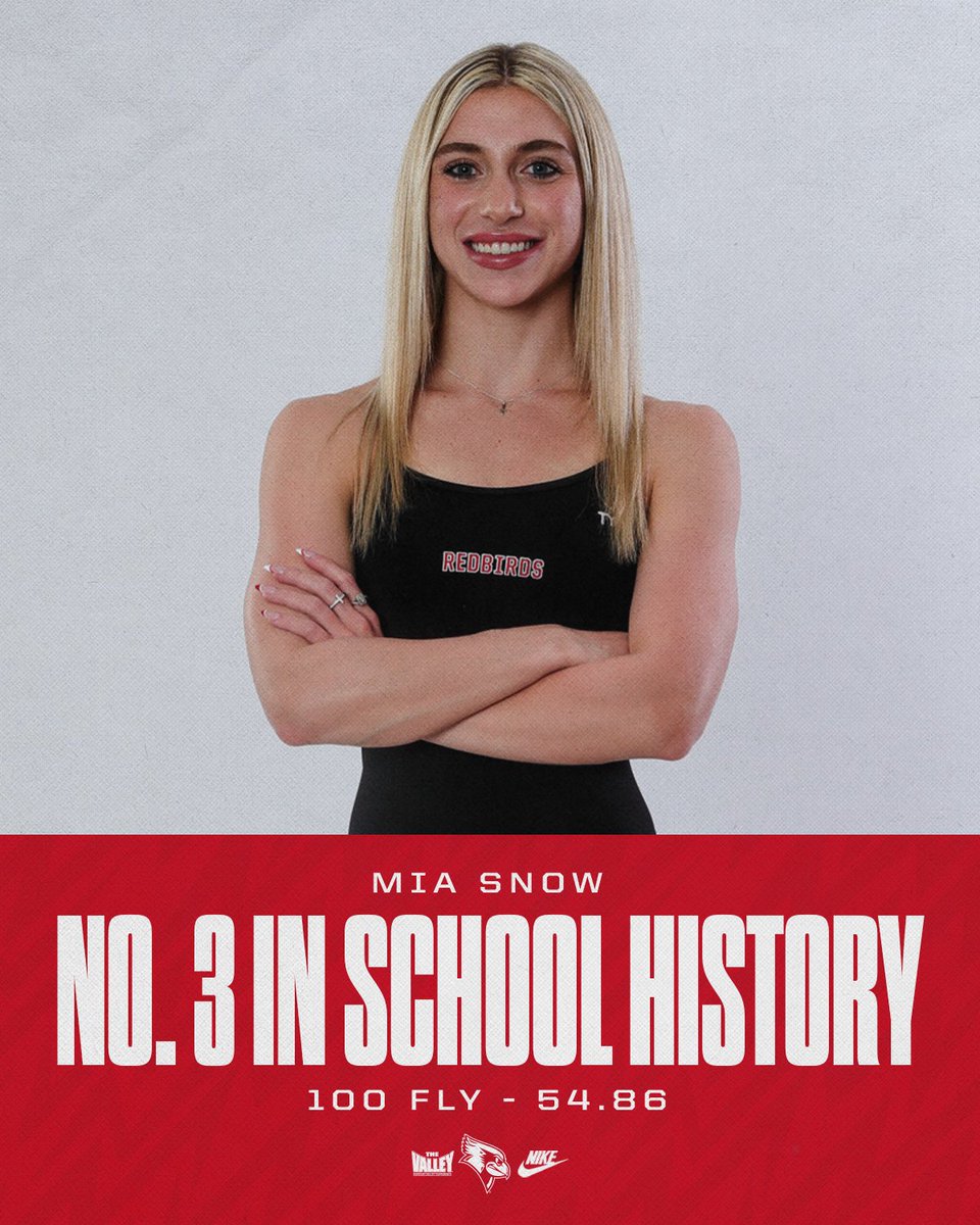 RedbirdSwimDive's tweet photo. Another Top-10 time for the 'Birds 🥳

Mia goes 54.86 in the 100 Fly for third in program history! https://t.co/B8MPQvzb3S