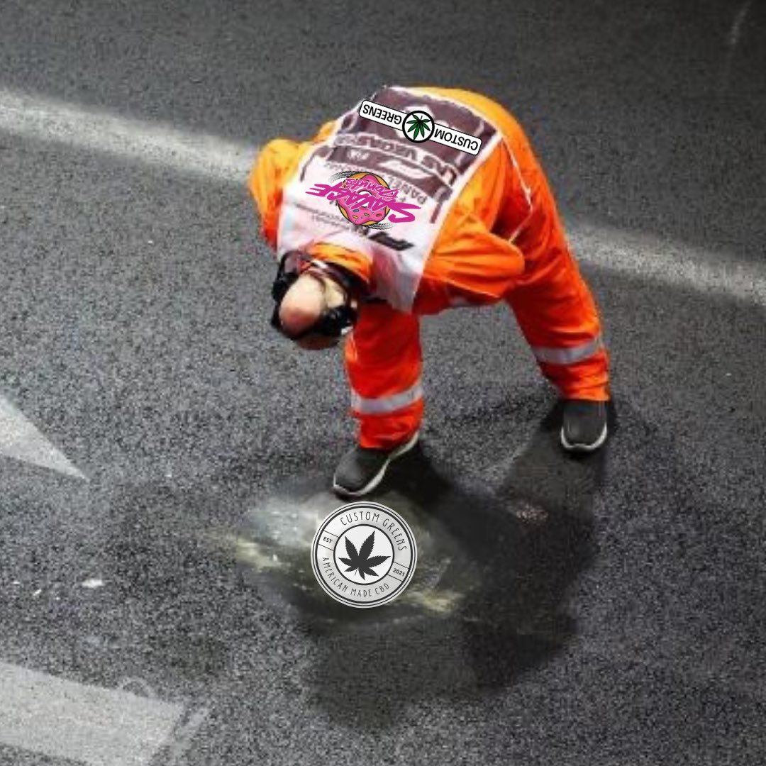 CustomGreens's tweet photo. Just out here saving the @F1 race with a quick patch on the track 🫡 https://t.co/NfFXhRkh3g