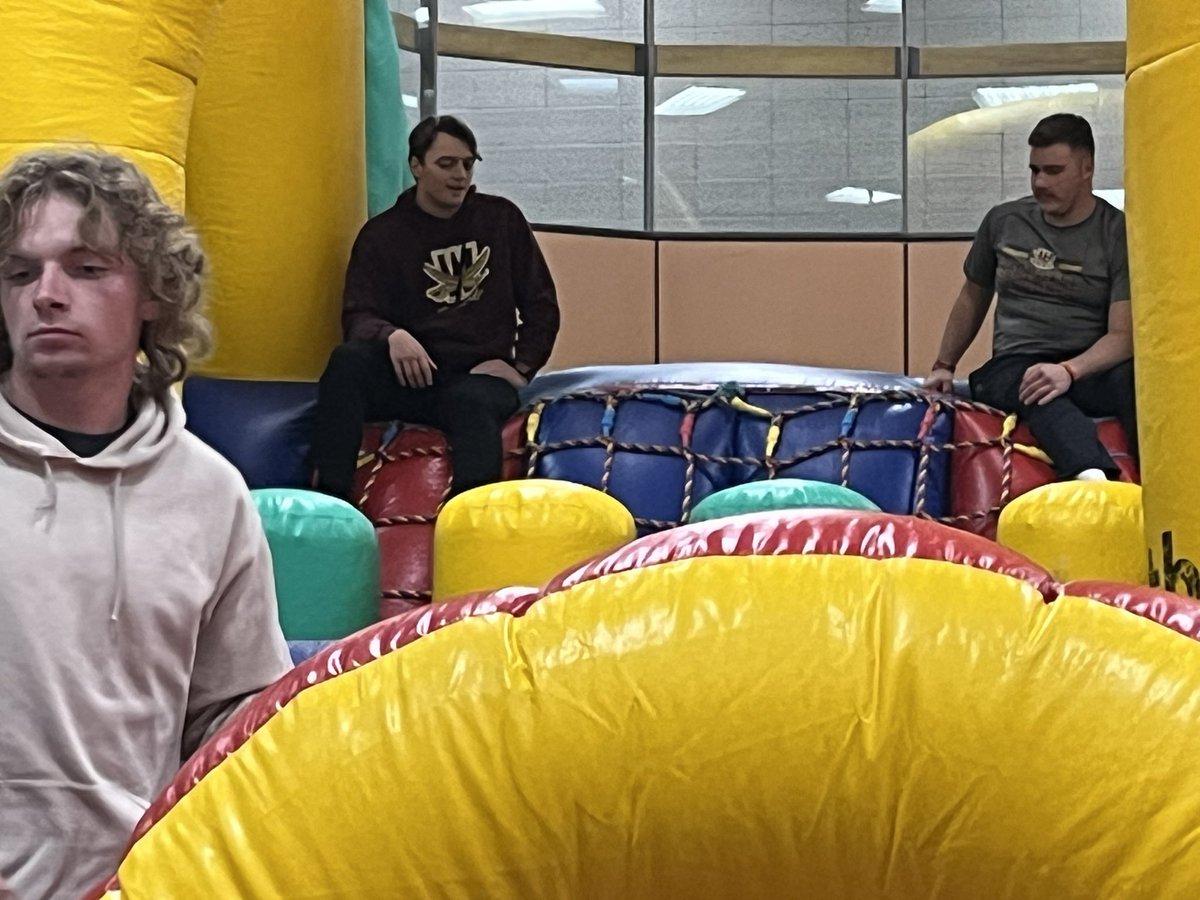 Our baseball players doing a great job overseeing inflatables at N Canton YMCA!