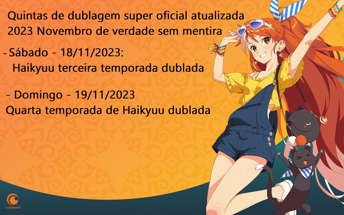 Já tem Haikyuu dublado na Crunchyroll hoje? on X: A Crunchyroll