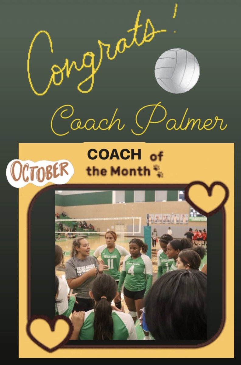 Bryan Adams VB (@bryan_adamsvb) on Twitter photo Congrats to our very own Coach Palmer! <a href="/BACougar_Sports/">Bryan Adams HS</a> Coach of the Month for our campus! Congrats to our very own Coach Palmer! <a href="/BACougar_Sports/">Bryan Adams HS</a> Coach of the Month for our campus!