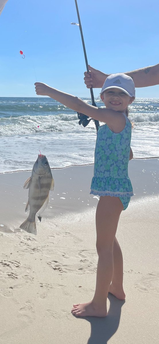 Victory Lee Moore caught her first fish on Perdido Key Beach today. Reelin’ ‘Em In! #Fishing #Florida #FirstCatch #beach